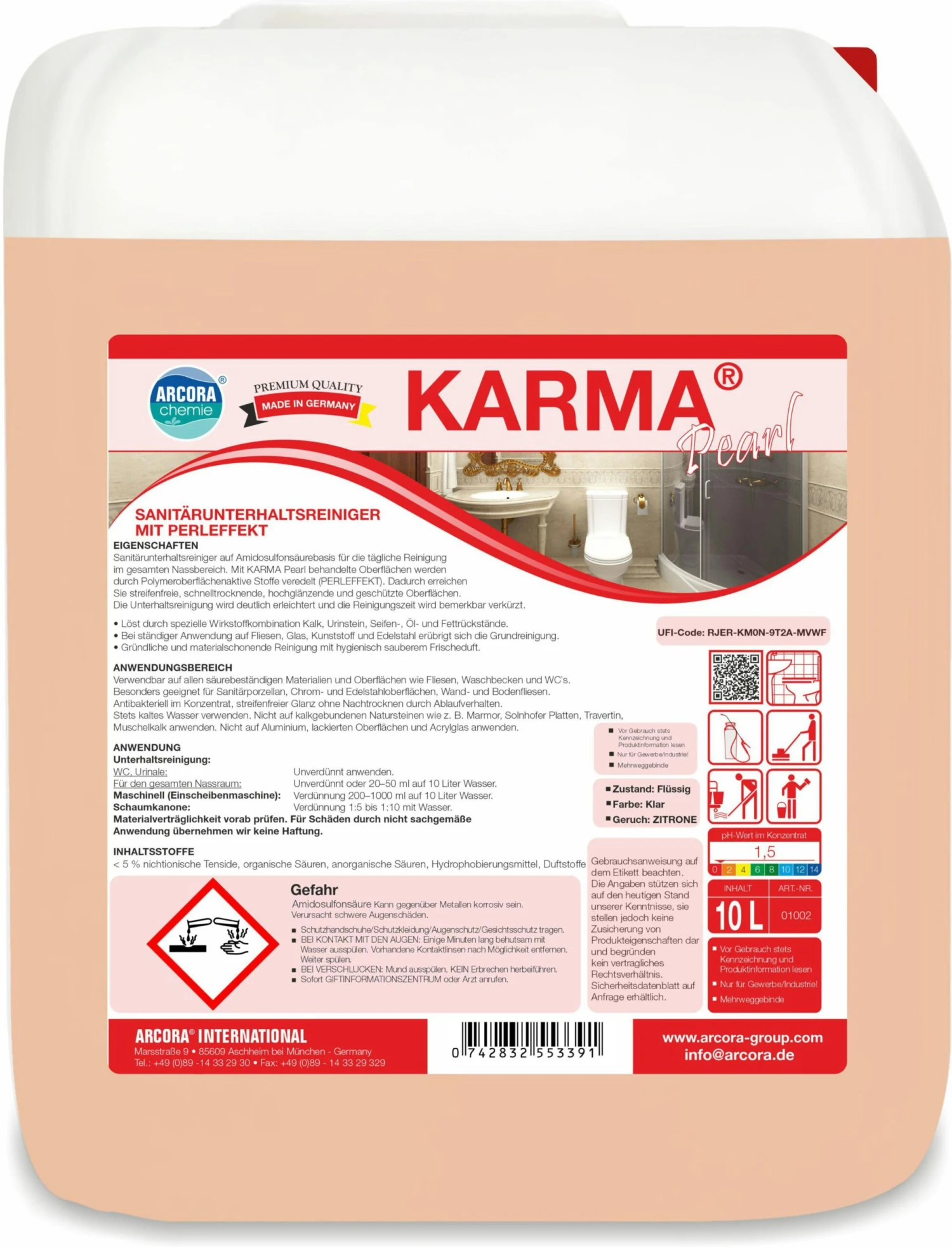 ARCORA Sanitärunterhaltsreiniger BILANZ FRESH, 10L 4 ARCORA Sanitärunterhaltsreiniger BILANZ FRESH, 10L – Bild 4