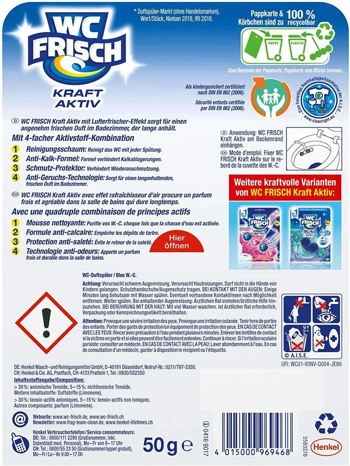 WC-Frisch Kraft Aktiv 4er Pack WC Duftspüler Lemon 1x4 Stück WC-Reiniger 6 WC-Frisch Kraft Aktiv 4er Pack WC Duftspüler Lemon 1x4 Stück WC-Reiniger – Bild 6