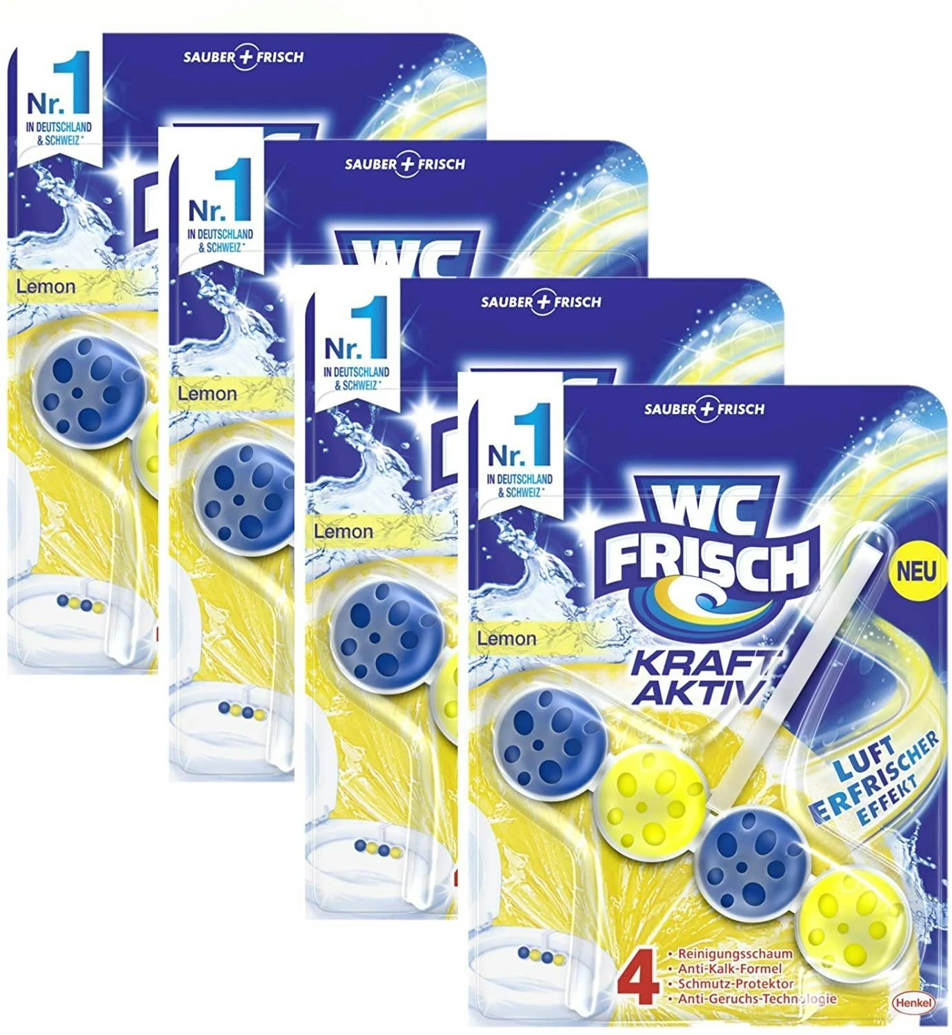 WC-Frisch Kraft Aktiv 4er Pack WC Duftspüler Lemon 1x4 Stück WC-Reiniger 1 WC-Frisch Kraft Aktiv 4er Pack WC Duftspüler Lemon 1x4 Stück WC-Reiniger
