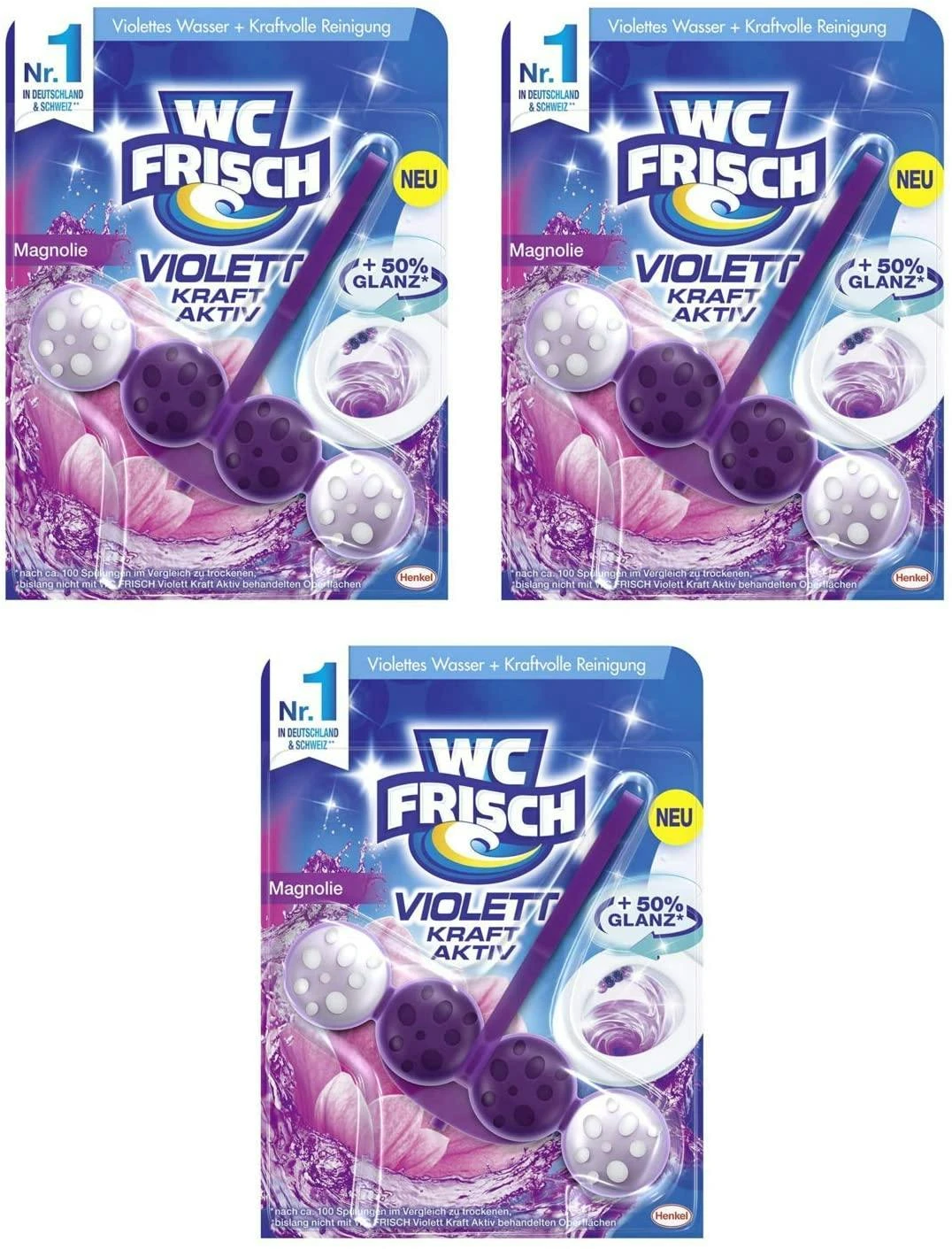 WC FRISCH Kraft Aktiv Violettspüler Magnolie 3x50g WC Reiniger Reinigung 1 WC FRISCH Kraft Aktiv Violettspüler Magnolie 3x50g WC Reiniger Reinigung