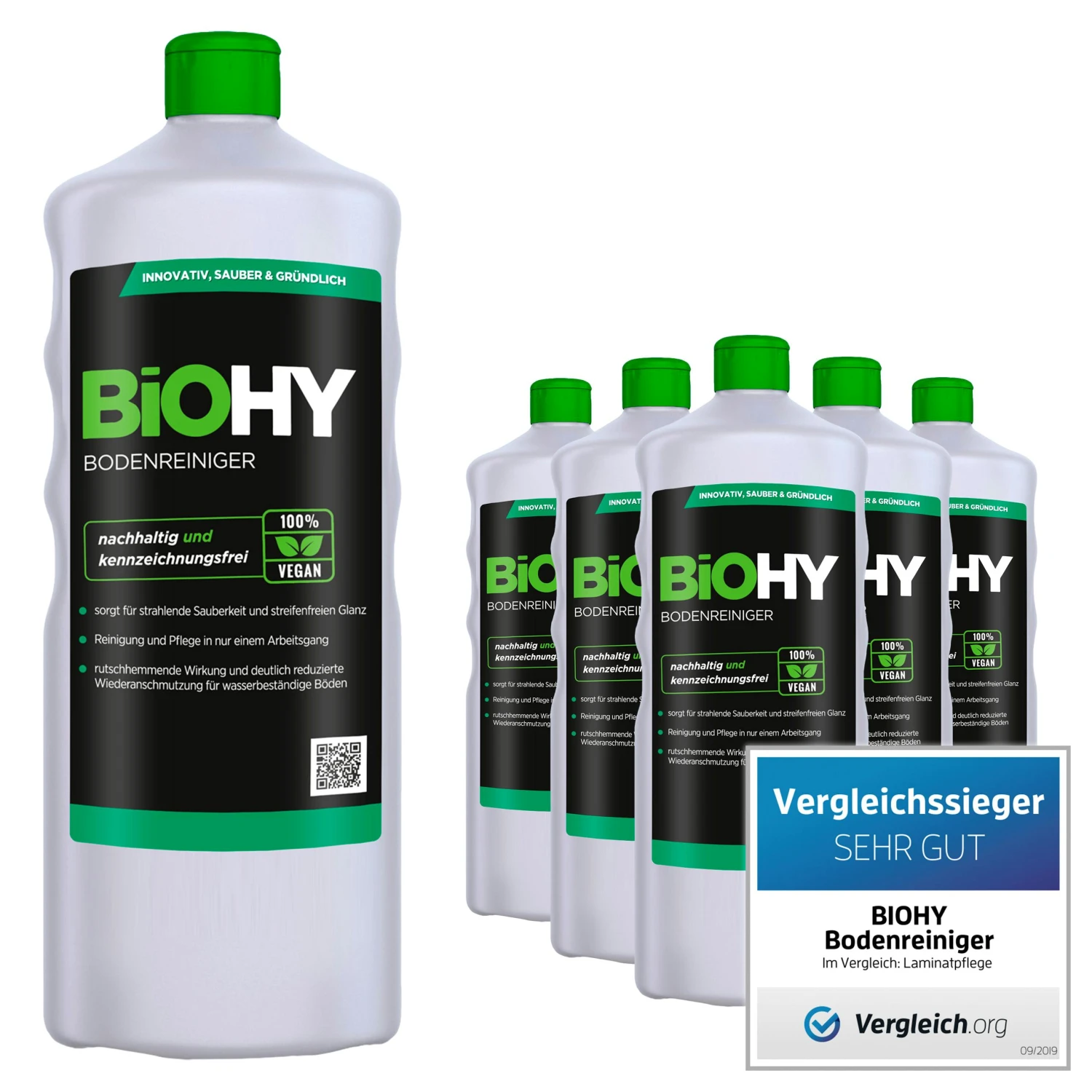 BiOHY Bodenreiniger (6x1l Flasche) | Konzentrat Für Alle Reinigungsgeräte Und Alle Hartböden | Angenehmer Geruch Und Streifenfreie Reinigung 1 BiOHY Bodenreiniger (6x1l Flasche) | Konzentrat Für Alle Reinigungsgeräte Und Alle Hartböden | Angenehmer Geruch Und Streifenfreie Reinigung