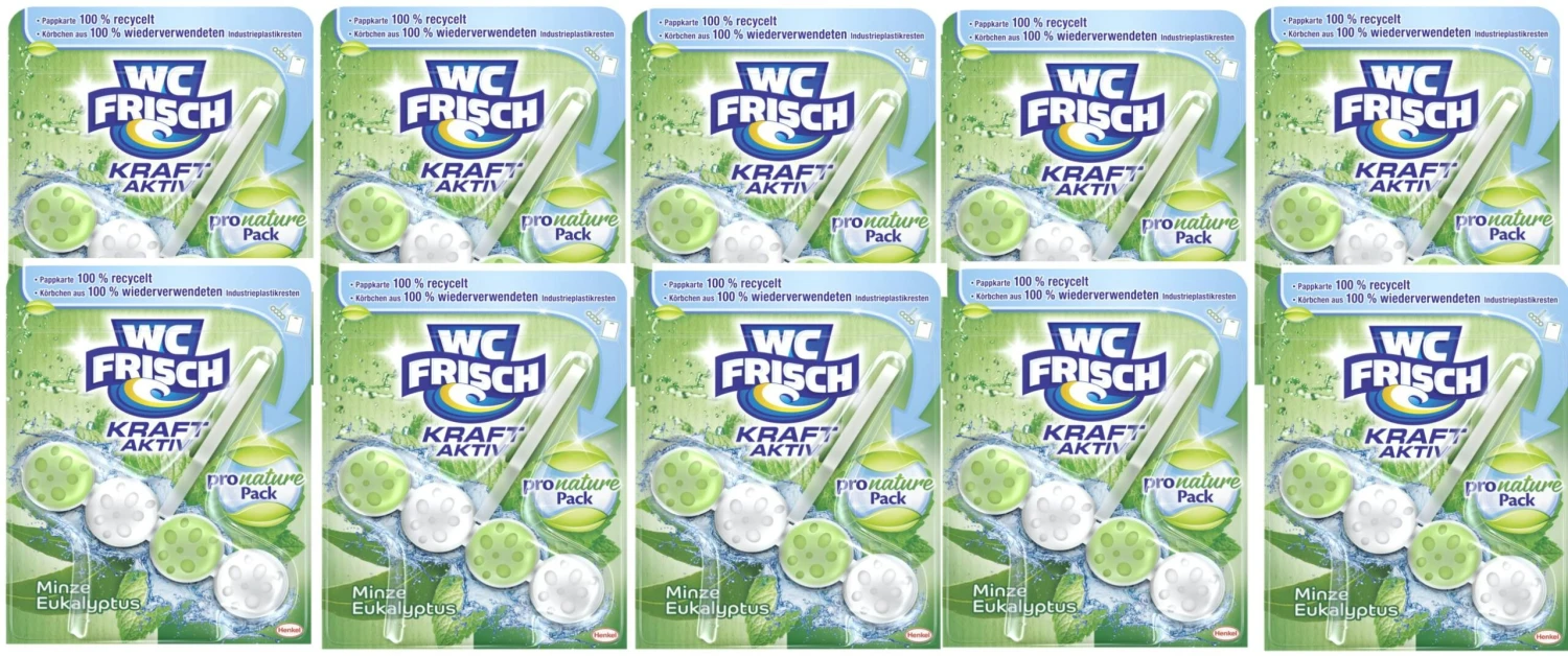 WC Frisch Kraft-Aktiv 10er Pack Pro Nature Minze WC-Reiniger 10x1 Stück 1 WC Frisch Kraft-Aktiv 10er Pack Pro Nature Minze WC-Reiniger 10x1 Stück