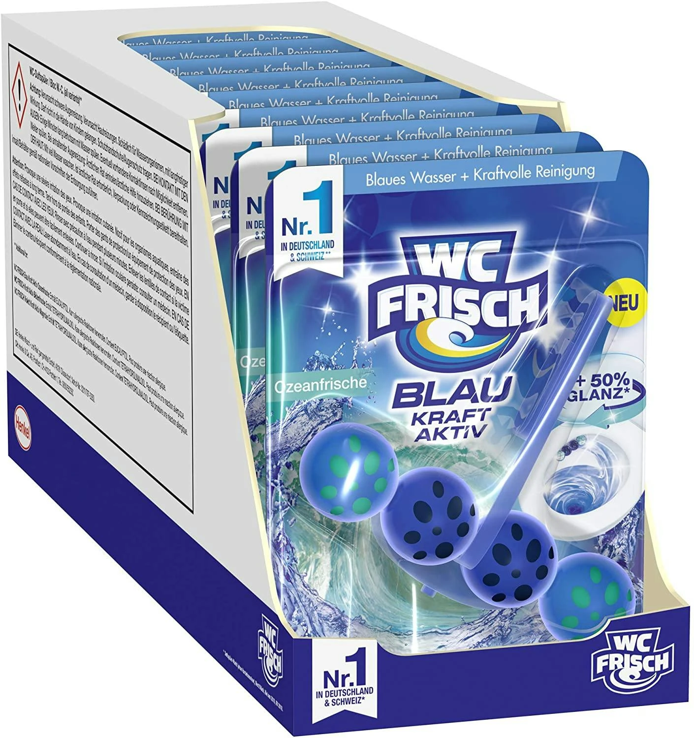 WC FRISCH Kraft Aktiv Blauspüler Ozeanfrische 4x50g WC Reiniger Reinigung 4 WC FRISCH Kraft Aktiv Blauspüler Ozeanfrische 4x50g WC Reiniger Reinigung – Bild 4