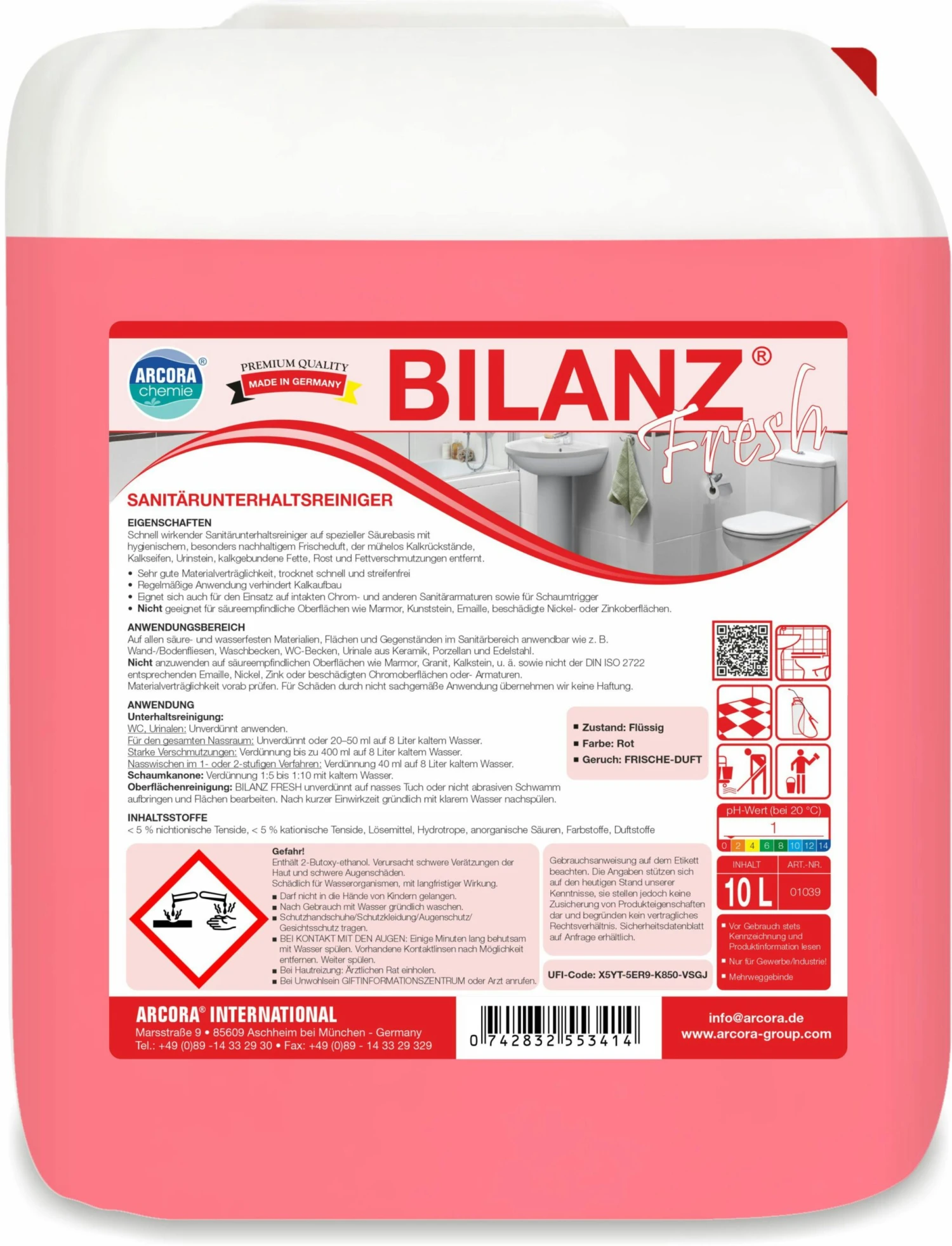 ARCORA Sanitärunterhaltsreiniger BILANZ FRESH, 1L 2 ARCORA Sanitärunterhaltsreiniger BILANZ FRESH, 1L – Bild 2
