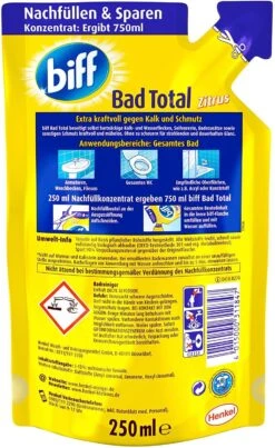 Biff Bad Total Zitrus Badreiniger Bad Reiniger Badezimmer 250 Ml Nachfüllpack -Haushaltspower Deutschland Verkaufs-Shop 83cef9bc 7108 4ae6 b72f c17640bd25fc