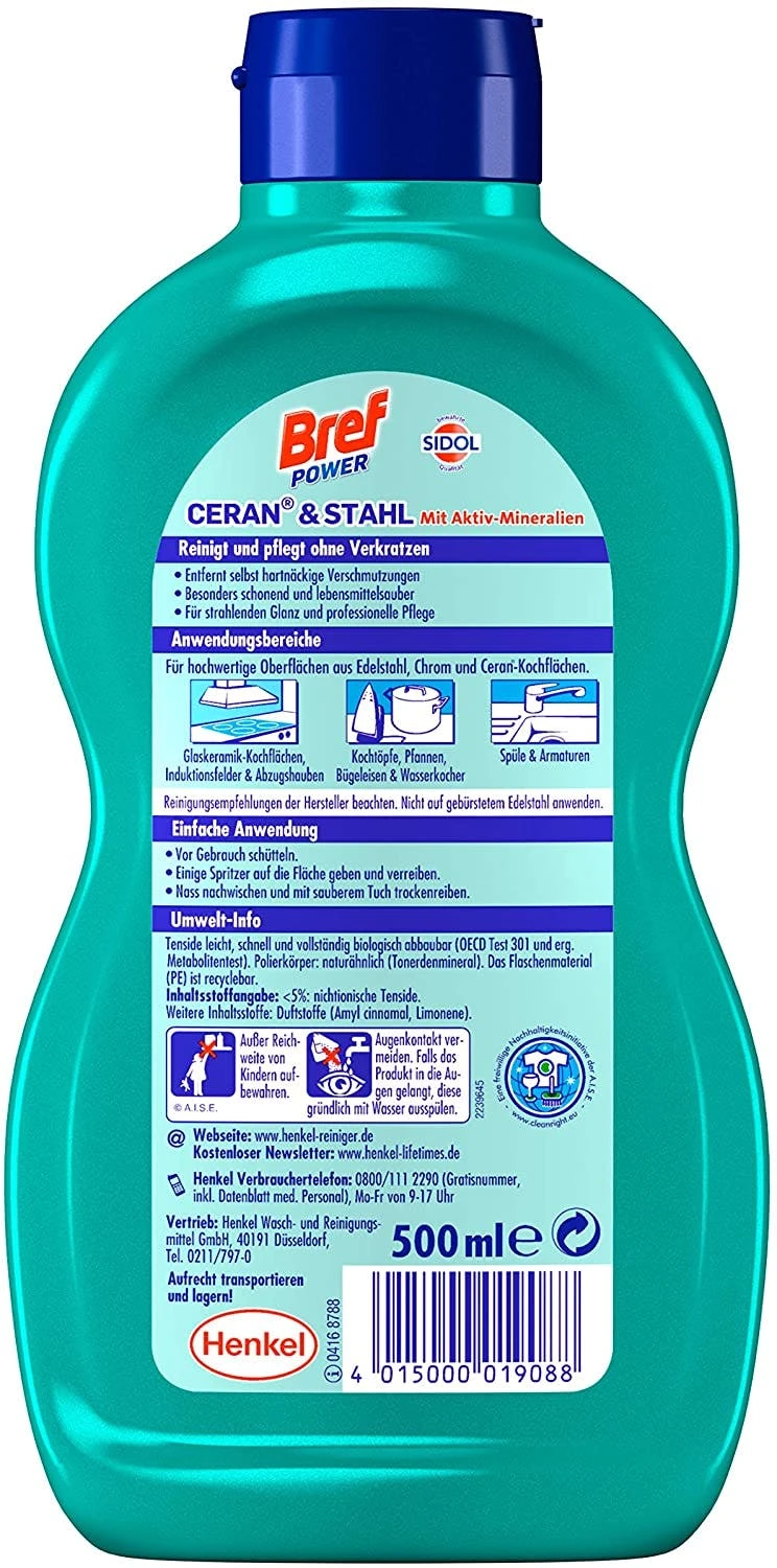 Bref Power Ceran & Stahl 6er Pack Edelstahl Reinigung 6x500 Ml Reinigungsmittel 6 Bref Power Ceran & Stahl 6er Pack Edelstahl Reinigung 6x500 Ml Reinigungsmittel – Bild 6