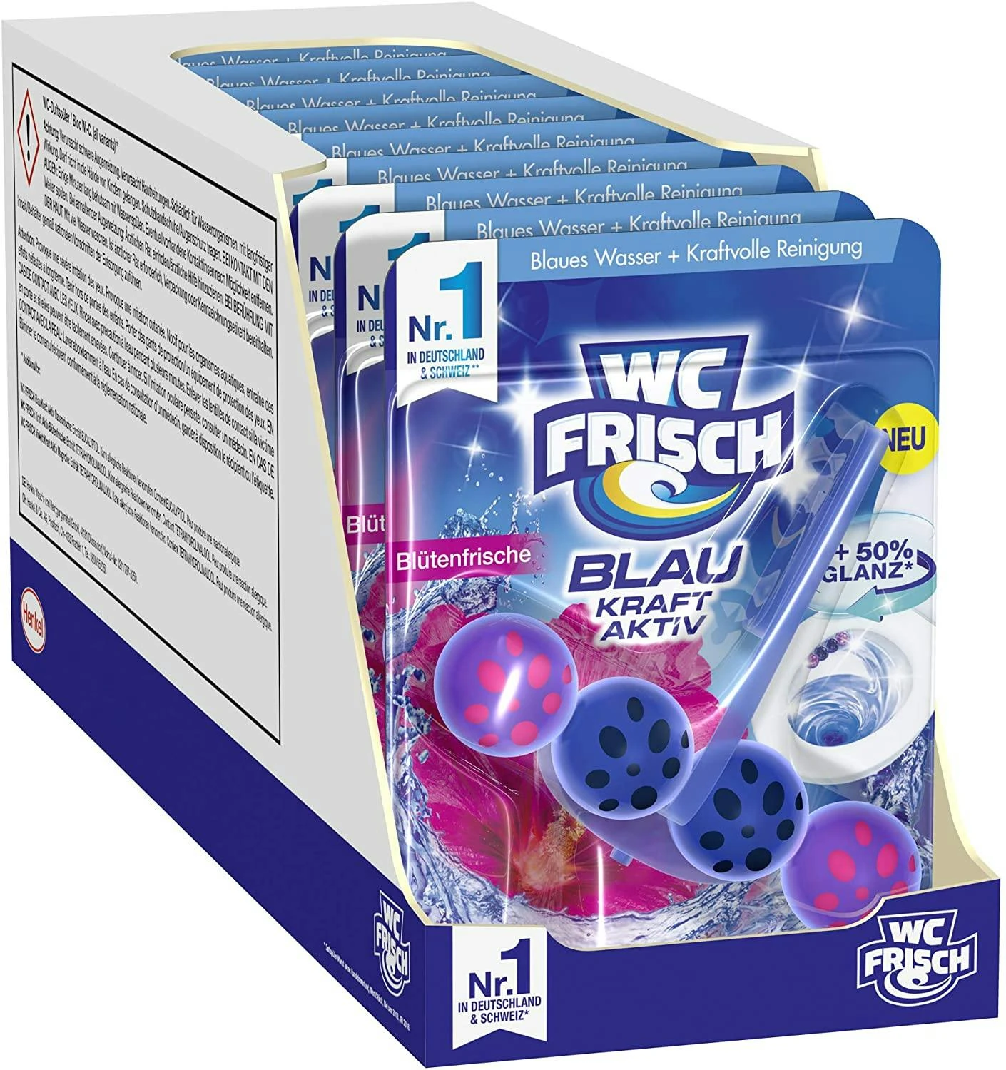 WC FRISCH Kraft Aktiv Blauspüler Blütenfrische 10x50g WC-Reiniger Reinigung 1 WC FRISCH Kraft Aktiv Blauspüler Blütenfrische 10x50g WC-Reiniger Reinigung