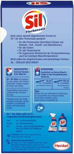 Sil 1 Für Alles Fleckensalz Fleckenentferner 500 G Reiniger Reinigungsmittel -Haushaltspower Deutschland Verkaufs-Shop ecefbf7a 6c20 448f 9541 b58f3b79933d