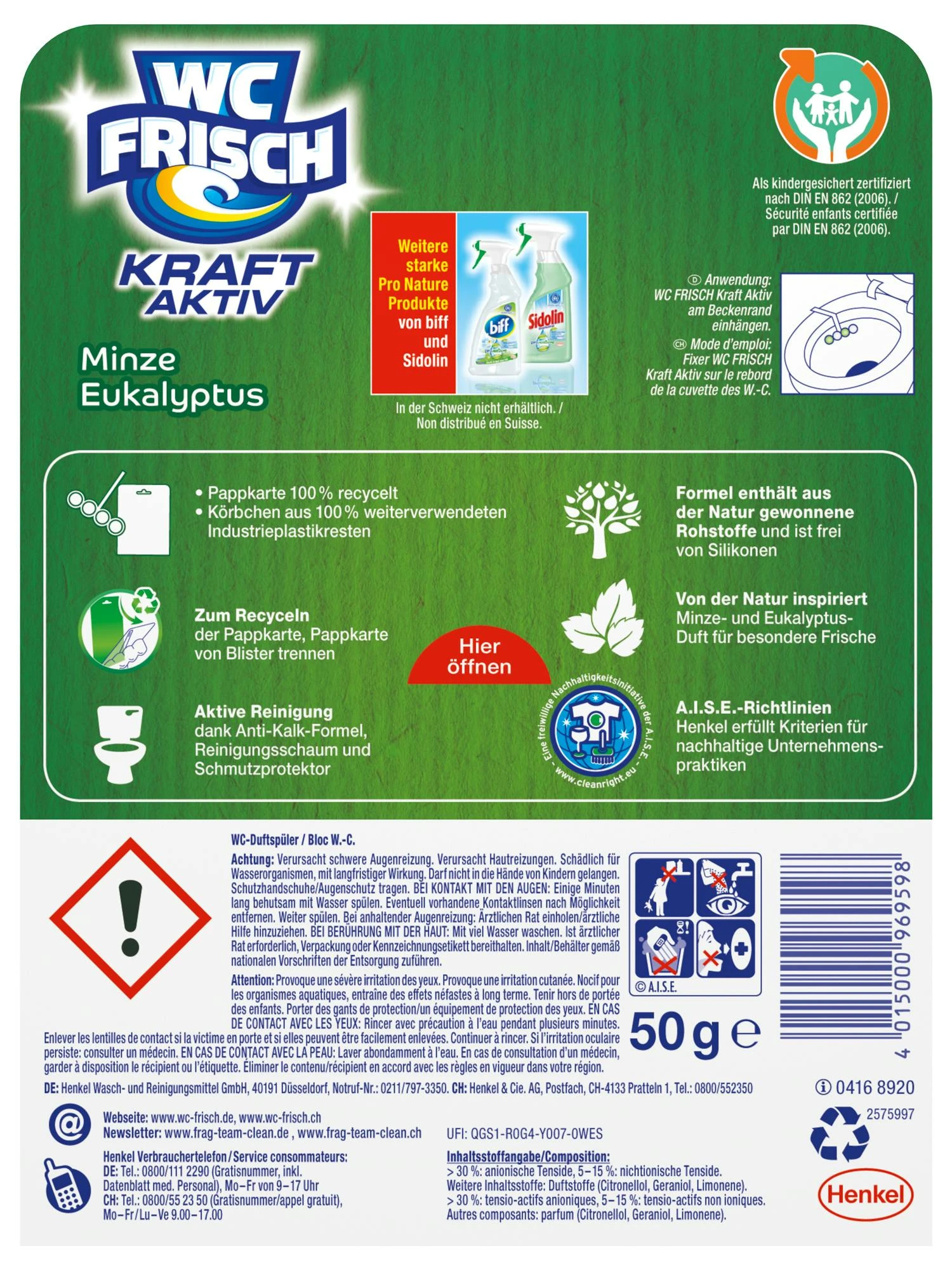 WC Frisch Kraft-Aktiv 10er Pack Pro Nature Minze WC-Reiniger 10x1 Stück 6 WC Frisch Kraft-Aktiv 10er Pack Pro Nature Minze WC-Reiniger 10x1 Stück – Bild 6